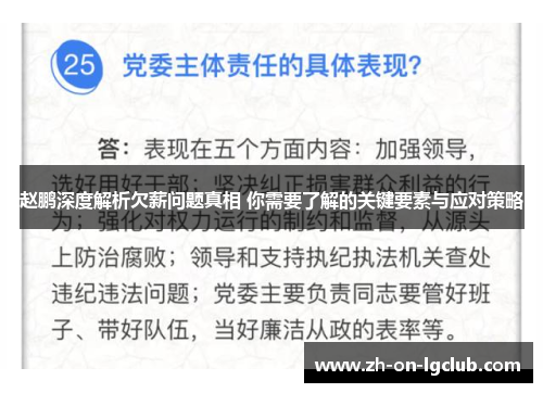 赵鹏深度解析欠薪问题真相 你需要了解的关键要素与应对策略 赵鹏深度解析欠薪问题真相 你需要了解的关键要素与应对策略
